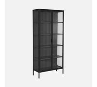 sweeek - Buffet. vaisselier Acier et Verre trempé 2 Portes 180cm Noir - Arkansas