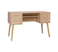 swe ureau cannage et décor Bois avec 2 Portes. 1 casier Ouvert. Pieds Compas