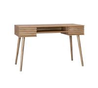 sweeek - Bureau décor Bois 2 tiroirs MADERE Naturel. 1 casier. façade rainurées. 120 x 55 x 76.5 cm