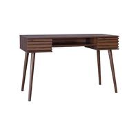 sweeek - Bureau décor Bois 2 tiroirs MADERE Noyer. 1 casier. façade rainurées. 120 x 55 x 76.5 cm
