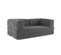 swe anapé compressé vintage convertible 3 places en velours côtelé gris et armatures chromées SEVENTIES