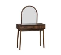 swe oiffeuse décor bois miroir arrondi 2 tiroirs LINEAR