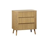 swe ommode 3 tiroirs. décor strié naturel. L 80x P 45 H 80cm
