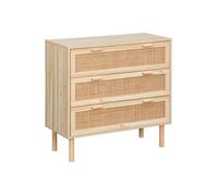 swe ommode cannage et décor bois 3 tiroirs CAMARGUE