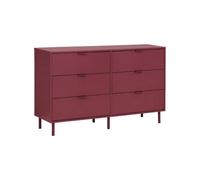 swe ommode décor bois et métal 6 tiroirs bordeaux - Ellie