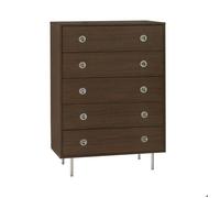 swe ommode vintage décor bois et acier inoxydable 5 tiroirs SHELBY