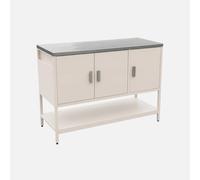 swe uisine d'extérieure en acier beige 3 portes.1 étagère L120cm