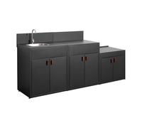 swe uisine extérieure 3 modules acier inoxydable noir - Thira