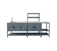 swe uisine extérieure 3 modules en acier inoxydable bleu gris NAXOS 3 MODULES