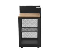 swe uisine extérieure acier et décor bois 1 étagère L60cm noir - Milos