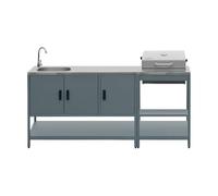 swe uisine extérieure Naxos 2 modules acier inoxydable bleu gris barbecue au charbon avec évier