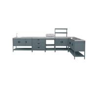 swe uisine extérieure Naxos 5 modules avec barbecue au charbon acier inoxydable bleu gris
