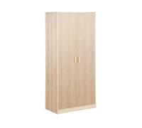 swe ressing armoire 2 portes avec penderie et rangements LINEAR panneaux stratifiés et pied en bois de sapin L 80 x P 48 x H