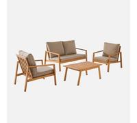 swe nsemble de jardin en bois d'acacia et oléfine, 4 places, marron, 126 x 78 x 73 cm