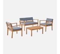 swe nsemble de meubles de jardin en bois d'acacia, 4 places, gris, 115 x 62 x 70 cm