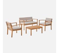 swe nsemble de meubles de jardin en bois d'acacia, 4 places, marron, 115 x 62 x 70 cm