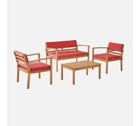 sweeek - Ensemble de meubles de jardin en bois d'acacia, 4 places, terre cuite, 115 x 62 x 70 cm