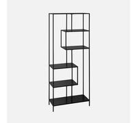 swe tagère bibliothèque asymétrique 6 étages en métal Noir Industrielle L 77 x P 33 x H 185cm