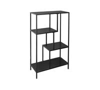 swe tagère bibliothèque Noir en métal Noir asymétrique 4 Niveaux Industrielle L 69 x P 33 x H 113.5cm