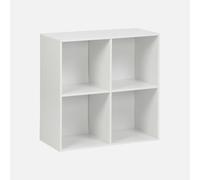 sweeek - Etagère. bibliothèque. Module de Rangement décor Bois Blanc 4 Compartiments L 70 x P 35 x H 70cm - Kompo
