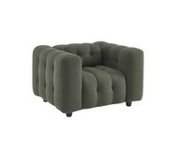 swe auteuil 1 place en bouclette texturée capitonné kaki structure bois d'eucalyptus et contreplaqué LEON