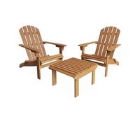 swe auteuil de jardin bois d'eucalyptus + repose-pieds (lot de 2) ADIRONDACK SALAMANCA X2 + TABLE/REPOSE PIEDS