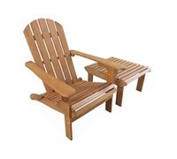 swe auteuil de jardin + table basse/repose pieds bois d'eucalyptus ADIRONDACK SALAMANCA AVEC REPOSE-PIEDS