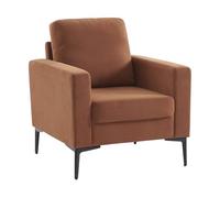 sweeek - Fauteuil en Velours côtelé Terracotta - Bjorn - Canapé 1 Place Fixe Droit Pieds métal