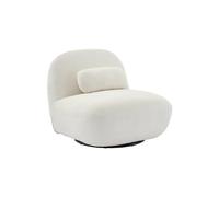sweeek - Fauteuil pivotant 360° en Bouclette texturée Blanc crème. piètement en métal Noir Mat - Spino
