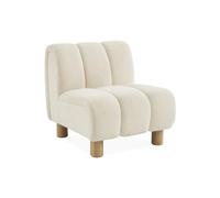 sweeek - Fauteuil Relax Pieds arrondis en Bois et Tissu crème Blanc
