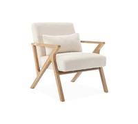 Fauteuil scandinave bois d'hévéa et bouclette Antoine