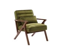 sweeek - Fauteuil scandinave Bois d'hévéa et Velours Kaki