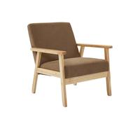 sweeek - Fauteuil Vintage/scandinave Structure en Bois et contreplaqué et Assise en Velours côtelé Taupe