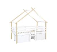 sweeek - Lit cabane enfant 90 x 190 cm bois de pin sommier à lattes inclus et 2 tiroirs SIENNA