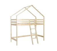 sweeek - Lit enfant mezzanine cabane 90 x 190 cm pin naturel ROYA