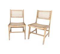 sweeek - Lot de 2 chaises de Jardin Ocara. cannage et Bois. L 61 x 51 x 85cm