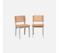 Chaise Bois Pour Enfant Intérieur/extérieur, Salon De Jardin Enfant Bois D'acacia (lot De 2) Caroline Vert De Gris TU
