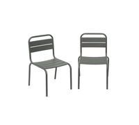Lot de 2 chaises en métal kaki pour enfant. salon de jardin enfant