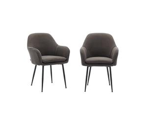 sweeek - Lot de 2 fauteuils en Velours côtelé Gris foncé et Pieds en métal Noir Mat. L 57 x P 59 x H 84.5