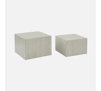 sweeek - Lot de 2 Tables Basses Effet marbre Blanc cassé Paros. L 58 x l 58 x H 40cm / L 50 x l 50 x H 33cm
