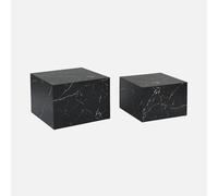 sweeek - Lot de 2 Tables Basses Effet marbre Noir Paros. L 58 x l 58 x H 40cm / L 50 x l 50 x H 33cm