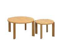 sweeek - Lot de 2 Tables Basses gigognes Rondes Plateau Effet Chevrons Ø70cm / Ø50cm - Zala