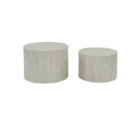 sweeek - Lot de 2 Tables Basses Paros Rondes Effet marbre Blanc cassé. Tables gigognes Ø58 x H 40cm / Ø50 x H 33cm
