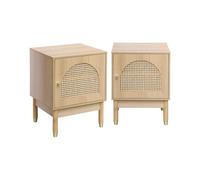 Table de chevet bois et cannage 1 porte (lot de 2) JUDITH