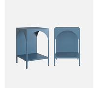 sweeek - Lot de 2 Tables de Chevet. Tables d'appoint en Acier Style Industriel. Bleu pétrole. L 35 x l 35 x H 52cm