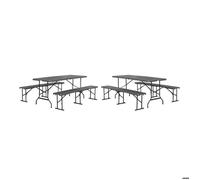 sweeek Lot de 2 tables de réception pliantes acier 2 bancs Fiesta 180cm gris foncé FIESTA SET