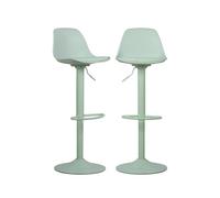 sweeek - Lot de 2 tabourets de Bar réglables 61.5/83.5cm - Noah - Simili Cuir Vert céladon - Hauteur réglable. Repose-Pieds