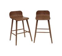 sweeek - Lot de 2 tabourets de Bar scandinave Bois d'hévéa 67.5cm Noyer - Cassia