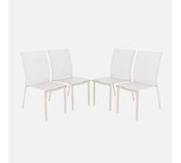 sweeek - Lot de 4 chaises de Jardin Buffalo empilables Aluminium et textilene Beige. 64.5 x 45.5 x 89.5 cm