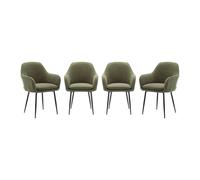 sweeek - Lot de 4 fauteuils en Velours côtelé Kaki foncé et Pieds en métal Noir Mat. L 57 x P 59 x H 84.5cm